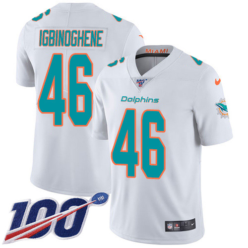 Miami Dolphins #46 Noah Igbinoghene White Men Stitched NFL 100th Season Vapor Untouchable Limited Jersey->miami dolphins->NFL Jersey